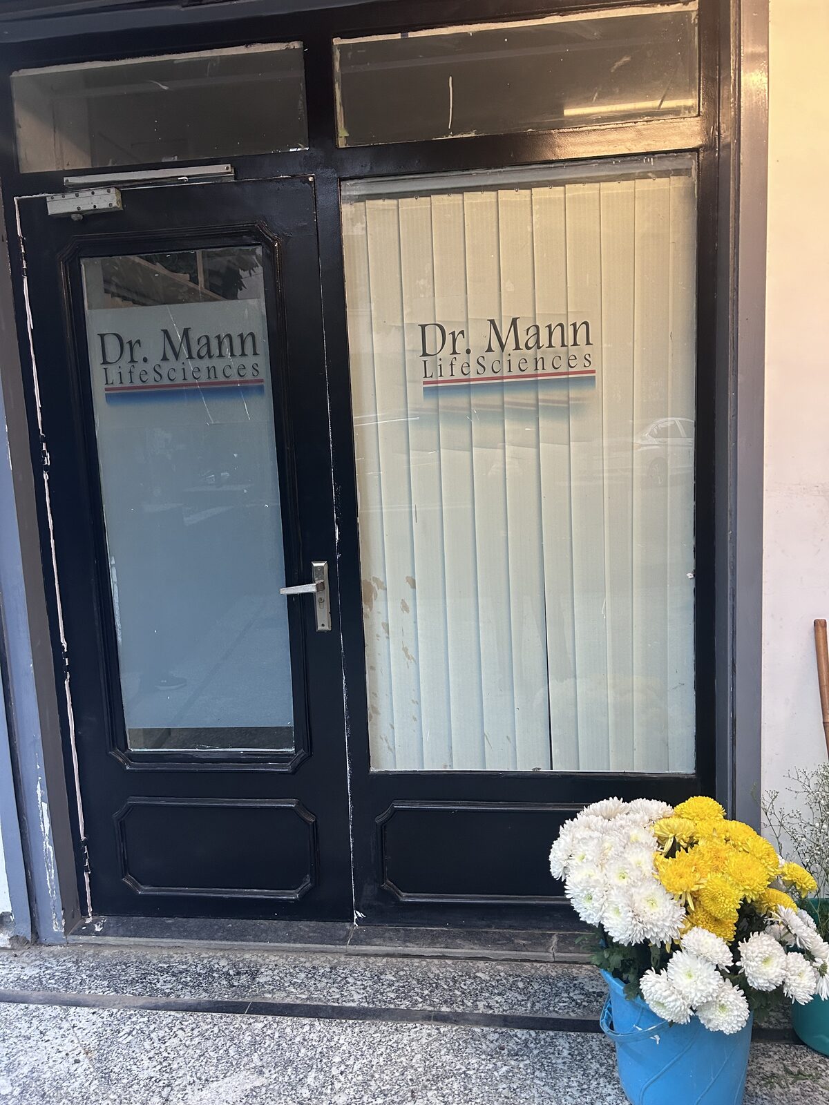 Clinic entrance with flowers